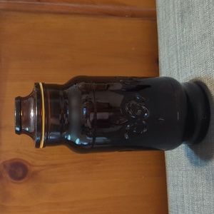 Vintage Borden Brown Glass Apothecary Jar Embossed Floral‎ Decor Storage
